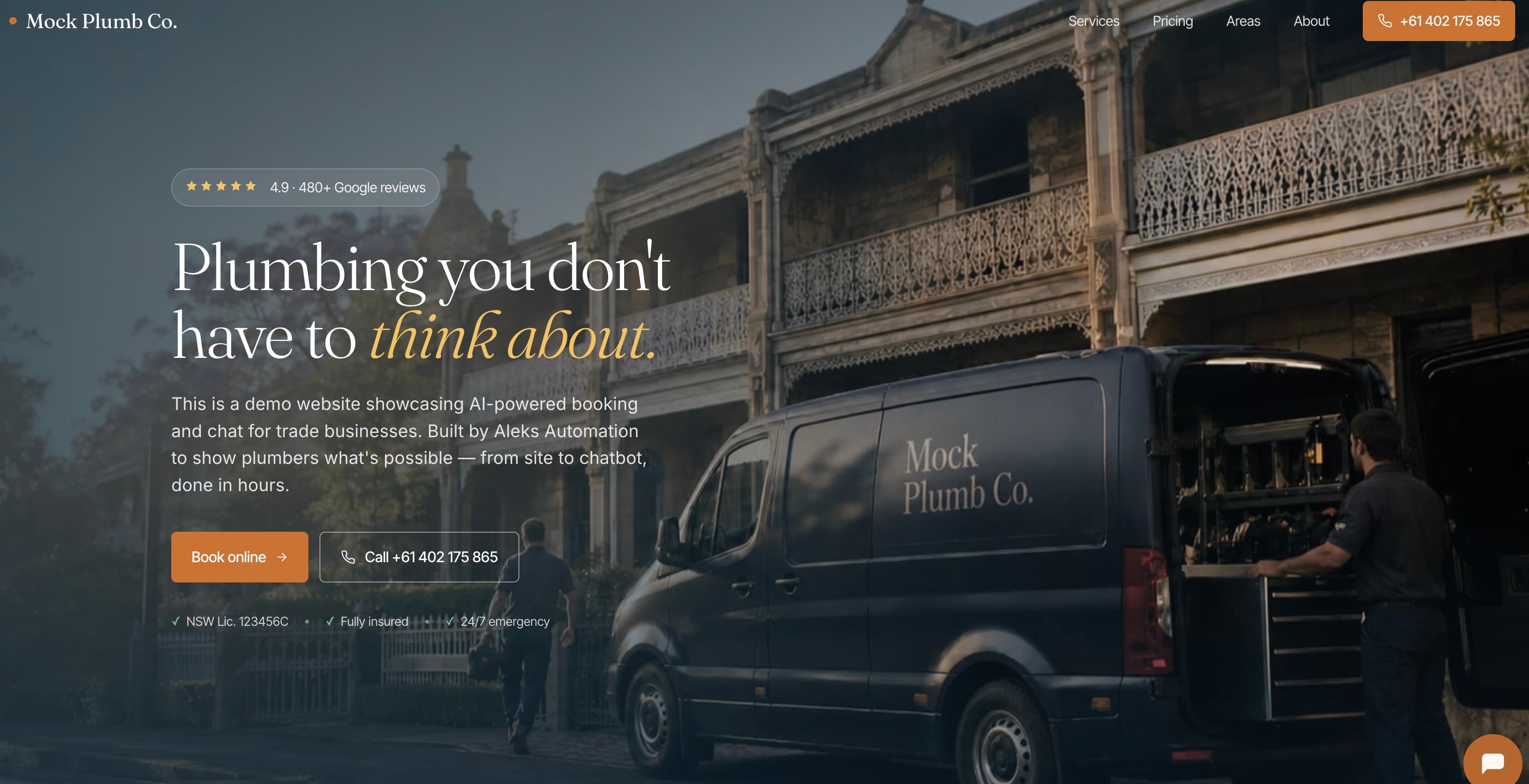 Mock Plumb Co demo website preview